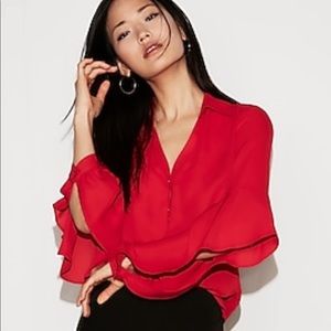 Ruffle Sleeve Portofino Blouse